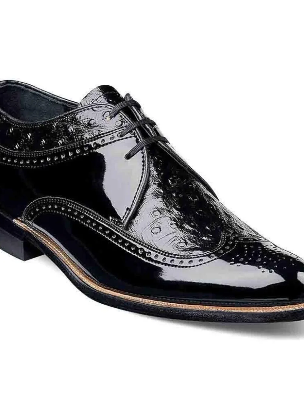 Stacy Adams Men’s Dayton Ostrich Wingtip Oxford Shoes Black Size 8 $155 Value